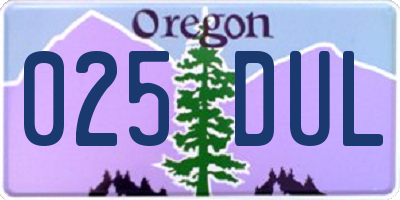 OR license plate 025DUL