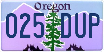 OR license plate 025DUP