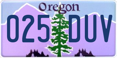 OR license plate 025DUV