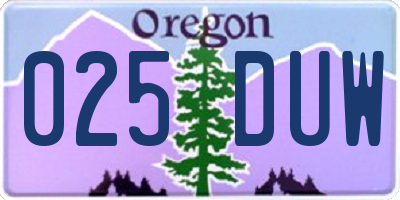 OR license plate 025DUW