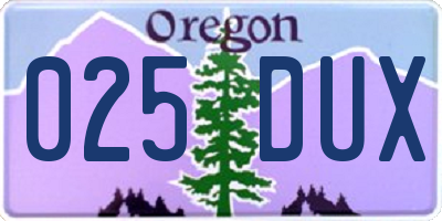 OR license plate 025DUX