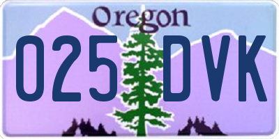 OR license plate 025DVK