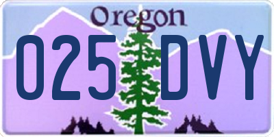 OR license plate 025DVY