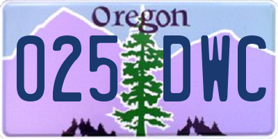 OR license plate 025DWC