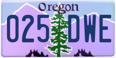 OR license plate 025DWE