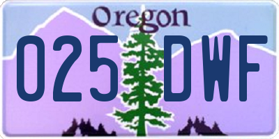 OR license plate 025DWF