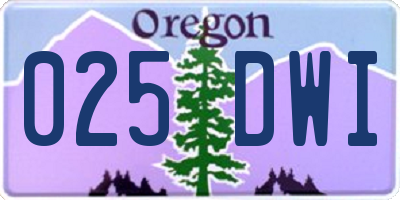 OR license plate 025DWI