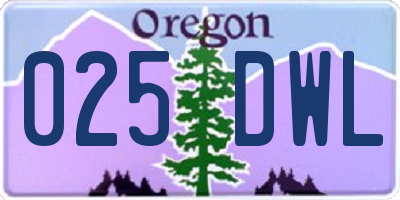OR license plate 025DWL