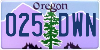 OR license plate 025DWN