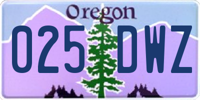 OR license plate 025DWZ