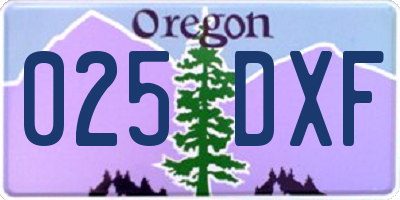 OR license plate 025DXF