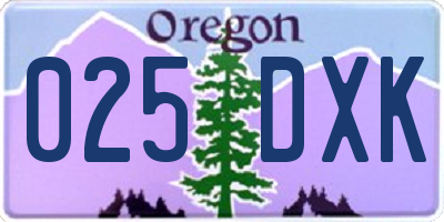 OR license plate 025DXK