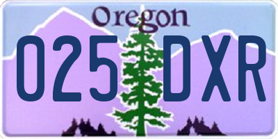 OR license plate 025DXR