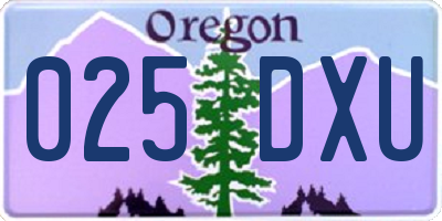 OR license plate 025DXU