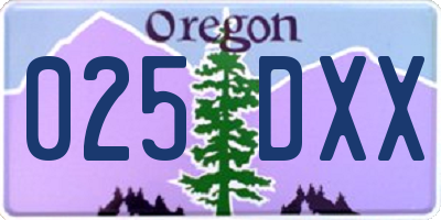 OR license plate 025DXX