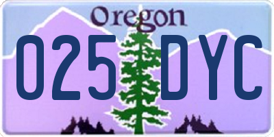 OR license plate 025DYC