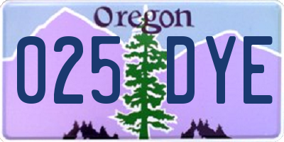 OR license plate 025DYE
