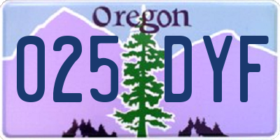 OR license plate 025DYF