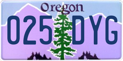 OR license plate 025DYG