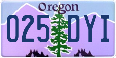 OR license plate 025DYI
