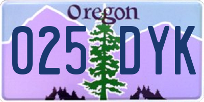 OR license plate 025DYK