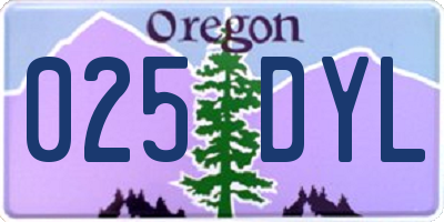 OR license plate 025DYL