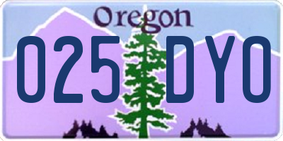OR license plate 025DYO