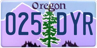 OR license plate 025DYR