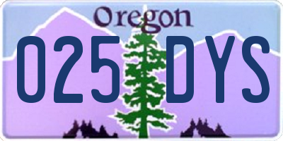 OR license plate 025DYS