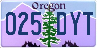 OR license plate 025DYT