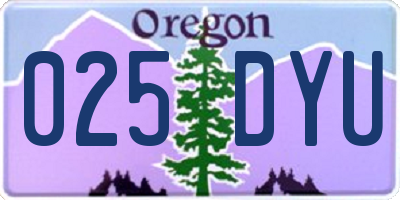 OR license plate 025DYU