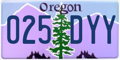 OR license plate 025DYY