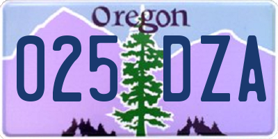 OR license plate 025DZA