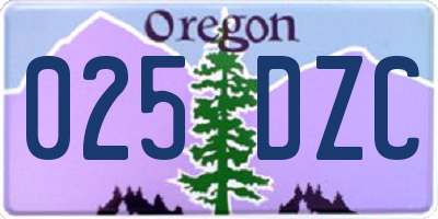 OR license plate 025DZC