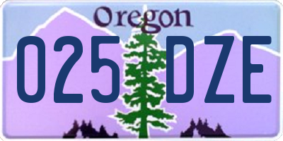OR license plate 025DZE