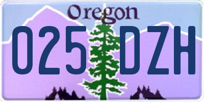 OR license plate 025DZH