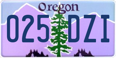 OR license plate 025DZI