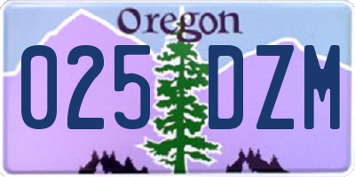 OR license plate 025DZM