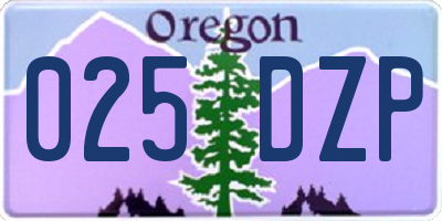 OR license plate 025DZP