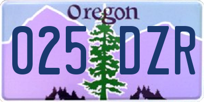 OR license plate 025DZR