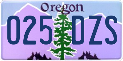 OR license plate 025DZS