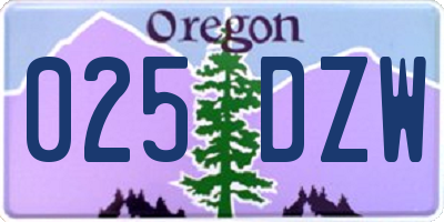 OR license plate 025DZW