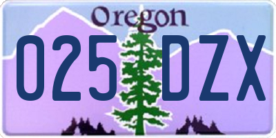 OR license plate 025DZX
