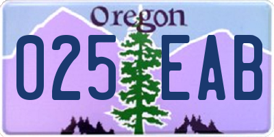OR license plate 025EAB