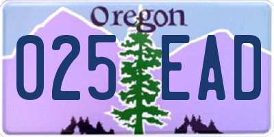 OR license plate 025EAD