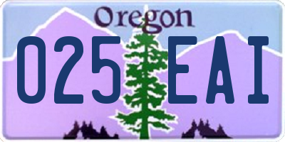 OR license plate 025EAI