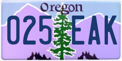 OR license plate 025EAK