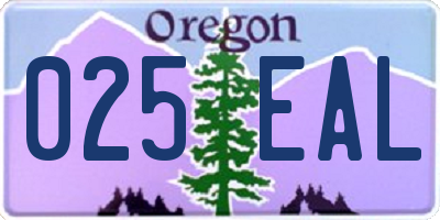OR license plate 025EAL