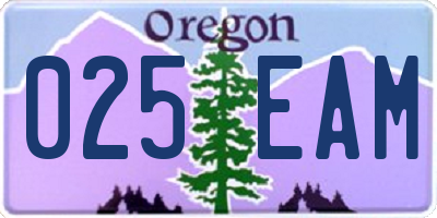 OR license plate 025EAM