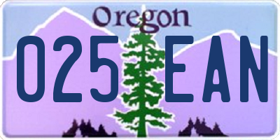 OR license plate 025EAN